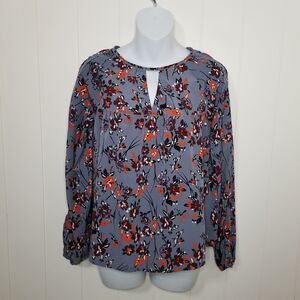 Abercrombie and Fitch Top Women's Size XS Floral Boho Long Sleeve Beaded Trim